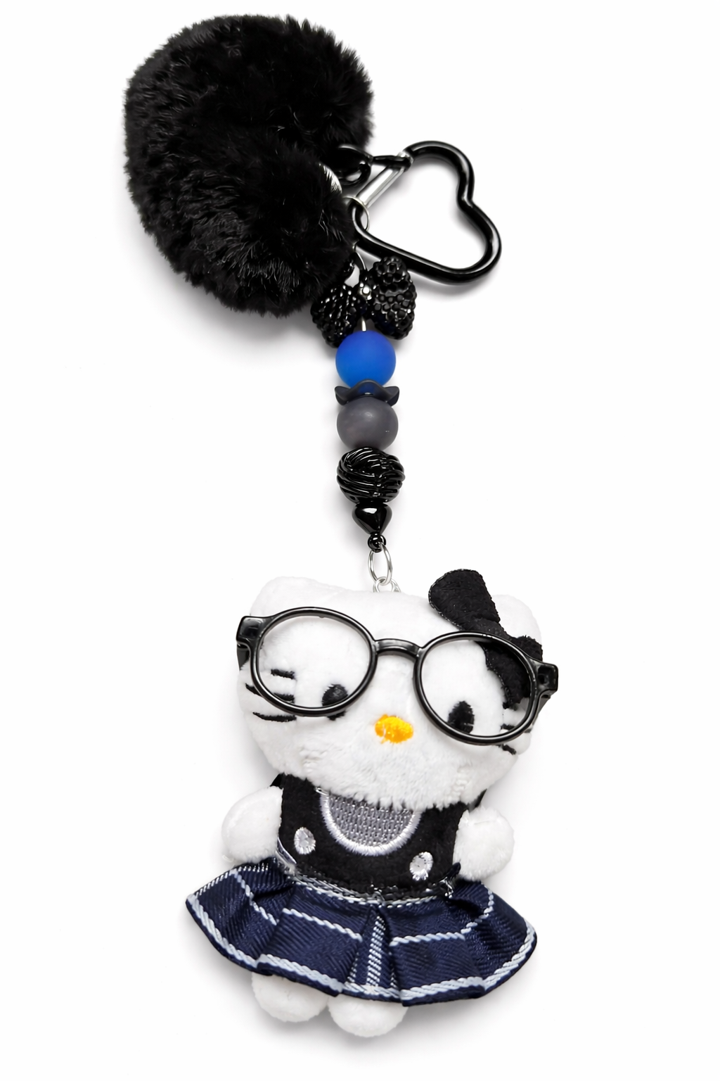 HK blk pompom Keychain